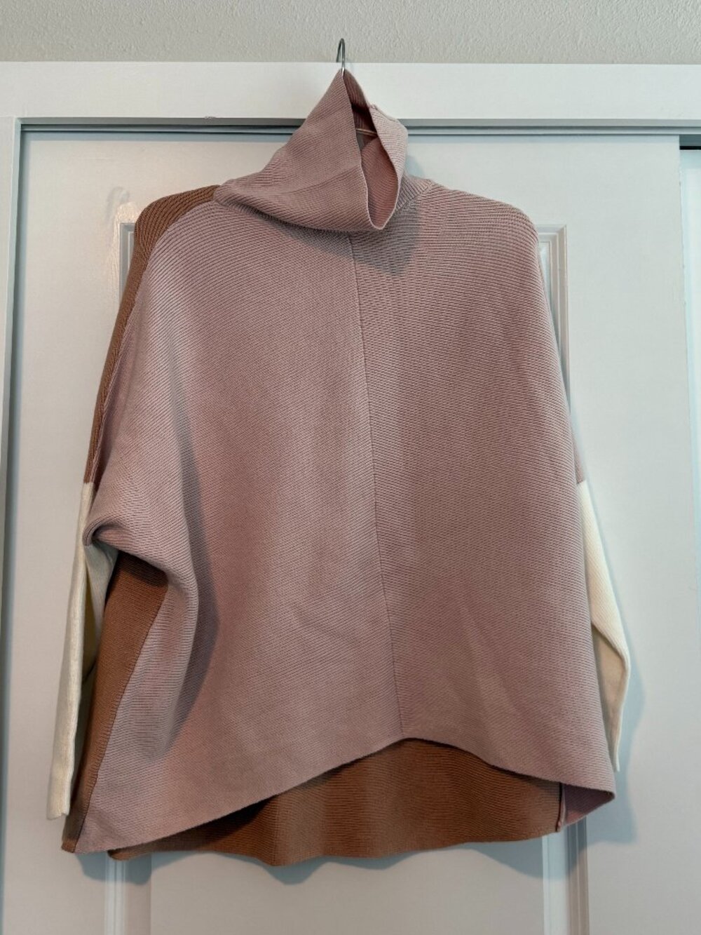 ANRABESS Women Turtleneck Oversized Sweater Small Like New / NWOT Pink Tan